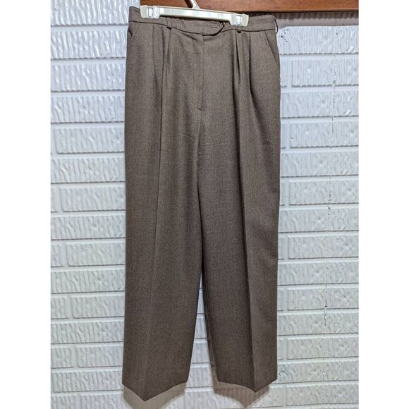 Unbranded Women's Muted Brown Solid Lined Pure Wool Pants Size 10 - Picture 1 of 6